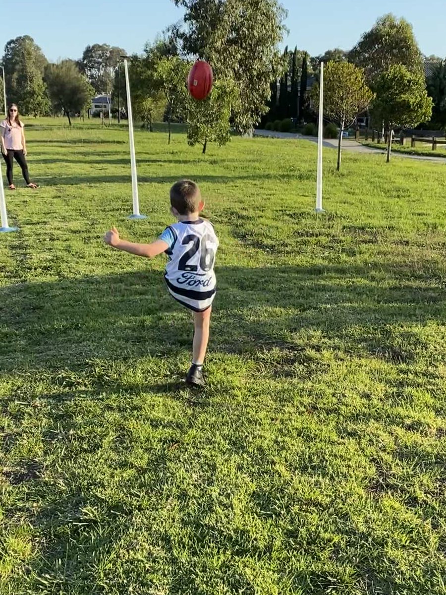 Hey <a href="/tomhawkins_/">TOM HAWKINS</a> my little man James is missing watching you play. Spent the afternoon kicking goals as you. He’d be stoked if you could send him a tweet! Go Cats