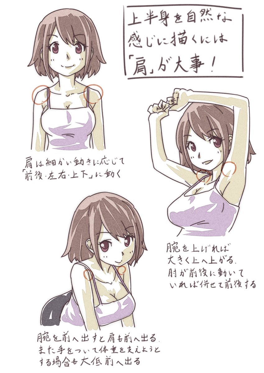 上半身を描く時のポイント。 