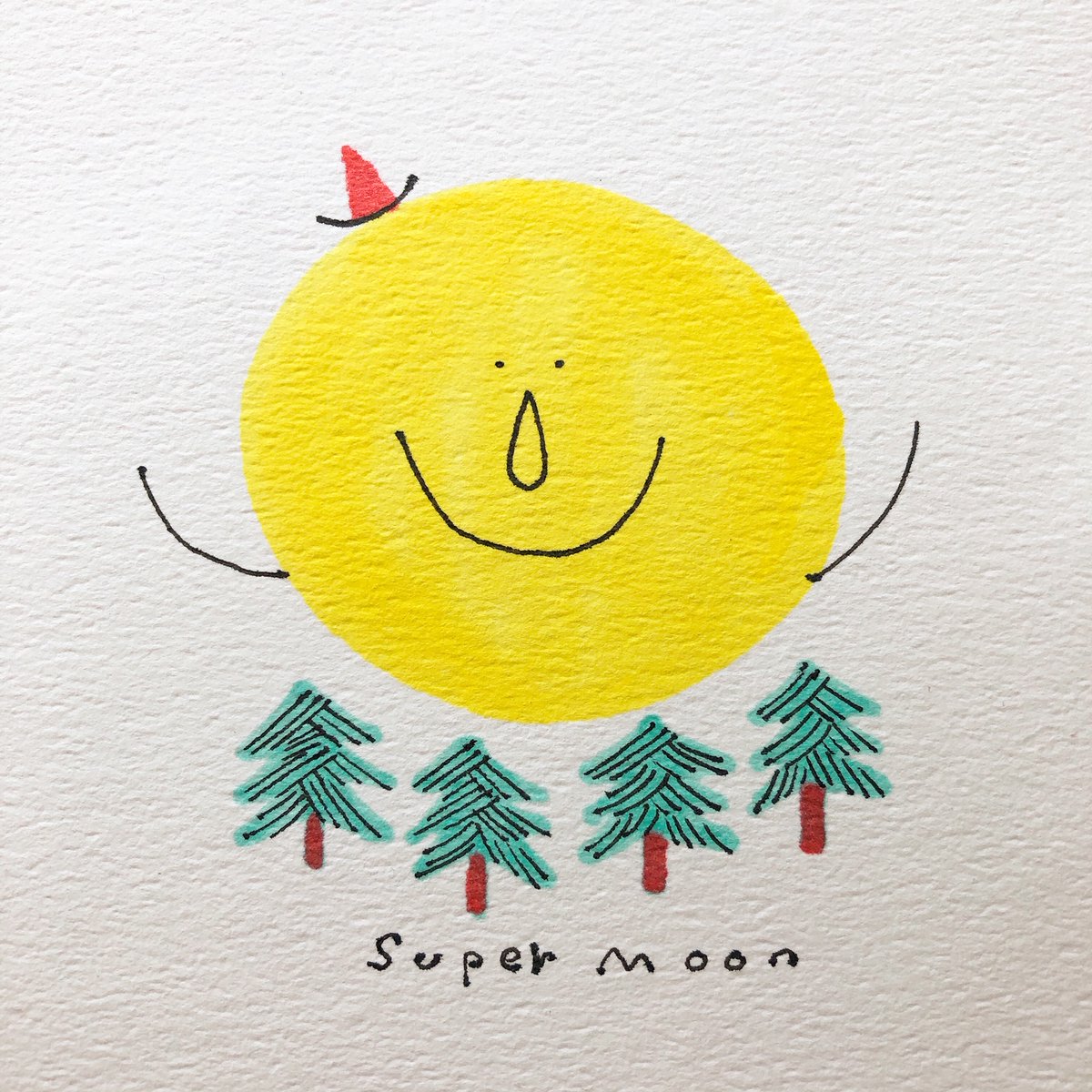 カワチ レン Super Moon 今夜もスーパームーン 不安な日々が続きますが窓からいつもより少し大きいおつきさまを眺めてみるのもいいかもしれませんね おつきさまのおさんぽ おつきさまのともだち カワチレン 学研プラス 満月 スーパームーン