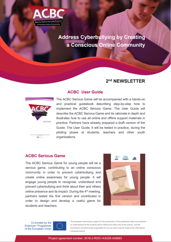 BridgingTTF's tweet photo. ACBC is an @EUErasmusPlus project that we are involved with. The project aims to combat cyberbullying, a big problem for the modern generation in a technologically advanced world. You can find out more about the project by reading the second attached newsletter! https://t.co/BCXci5GK4v