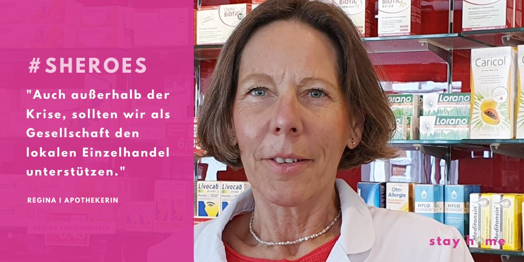 "Mein Wunsch für die #Zukunft ist, dass die öffentlichen Apotheken #lebensfähig bleiben!" sagt Regina Schug, Filialleiterin der Adler Apotheke #Siegburg. Sie sorgt dafür, dass wir auch in der #coronakrise mit allen nötigen #Arzneimitteln 💊versorgt werden. #Sheroes #GDW