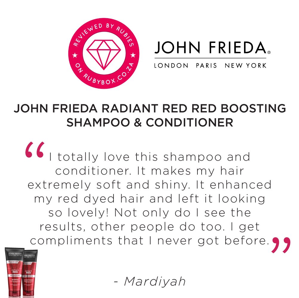 rubybox_beauty's tweet photo. Our rubies have tried the John Frieda Radiant Red shampoo & conditioner while embracing self-care at home, here is what they had they thought! ❤️
Read more reviews here: https://t.co/wZmRCCua0L
#rubybox #rubyboxred #johnfriedasa #RadiantRed https://t.co/eI5beU4vS8