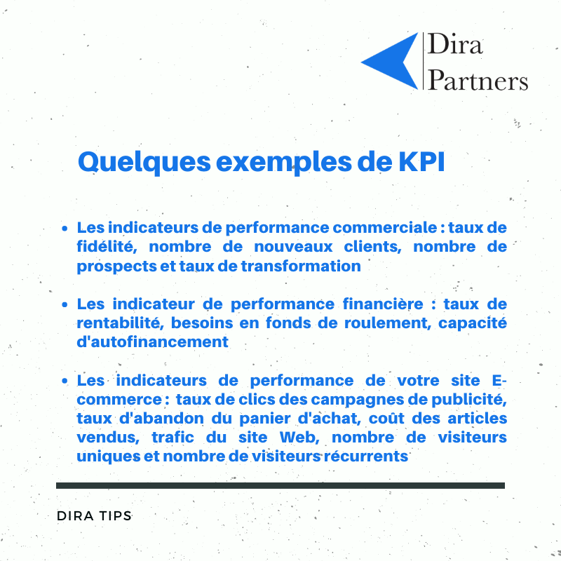 DiraPartners's tweet photo. #DiraTips | Cette liste n'est pas exhaustive, vous devez déterminer vos KPI en fonction de votre activité et vos objectifs (Dira Learning). Un objectif de performance doit toujours être mesurable, quantifiable, atteignable, réaliste et limité dans le temps. https://t.co/yxBo8t8PL4