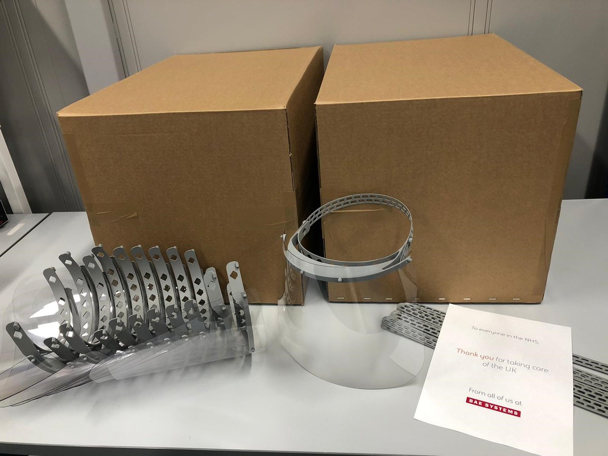 BAESystemsplc's tweet photo. We’re proud to support the @NHSuk at this challenging time, by donating more than 120,000 vital protective face shields. 

Helping protect frontline and medical staff in the fight against #coronavirus 🇬🇧 

➡️ https://t.co/75QJzgShoo

#ThankYouNHS #KeyWorkers #InThisTogether https://t.co/9baDmWppgC