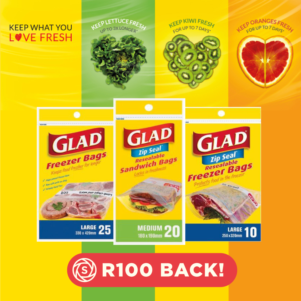 Keep what you love fresh with Glad Zip Seal and Glad Freezer bags. Get up to R100 cash back when you snap Glad on SnapnSave SA's #1 cash back coupon app: bit.ly/2VaVL7x #snaponlineinvoices #stayhome #staysafe #wegotyourcashback