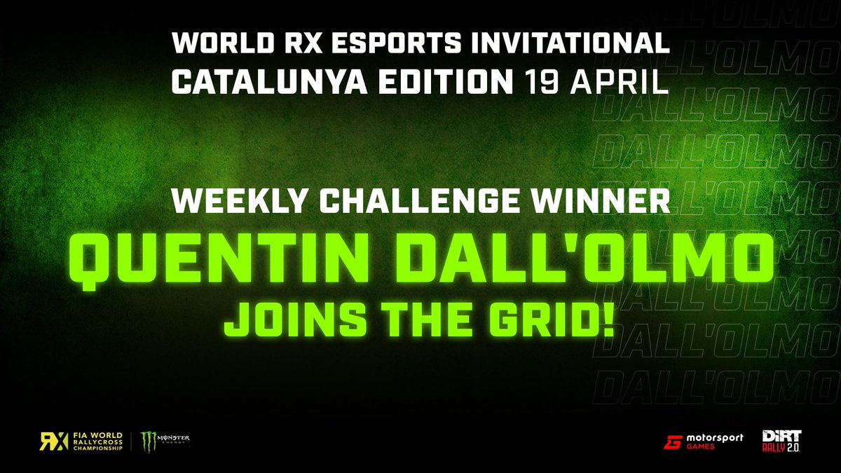 🚨ANNOUNCEMENT🚨The fastest weekly challenge driver <a href="/QuentinDallolmo/">Quentin DALL'OLMO</a> joins the #WorldRX #Esports grid! 

Who's excited to see them challenge the pro drivers?