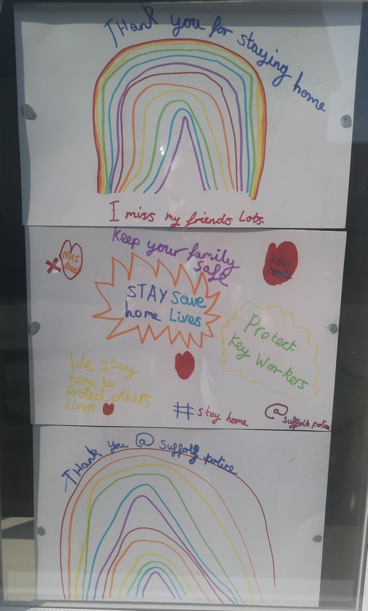 Emmcharl's tweet photo. @StJosSudbury @SuffolkPolice
Oliver was excited to complete his poster. He decided to create a cross sign in honour of the NHS.
Thank you keyworkers, Thank you NHS, Thank you Suffolk Police. 
#StayHomeSaveLives https://t.co/lFvtIc3gbx