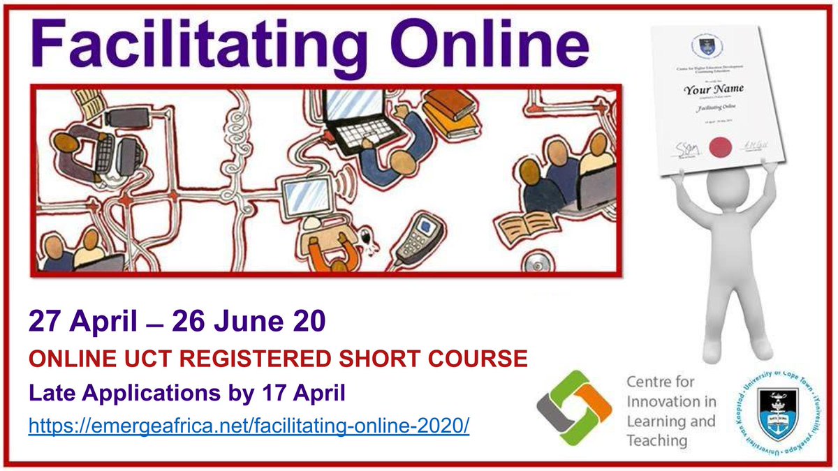 Late Applications by Friday 17th April 2020
Do you want to be an Online Facilitator and would like to join the next run of the Facilitating Online Course? More information and applications emergeafrica.net/facilitating-o……