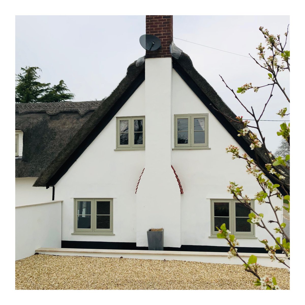 Only half the windows we install are white. Often white is the perfect choice, however selecting a different window colour can really enhance your home. The house shown has our French grey timber windows; the contrast against the off white render a great example.