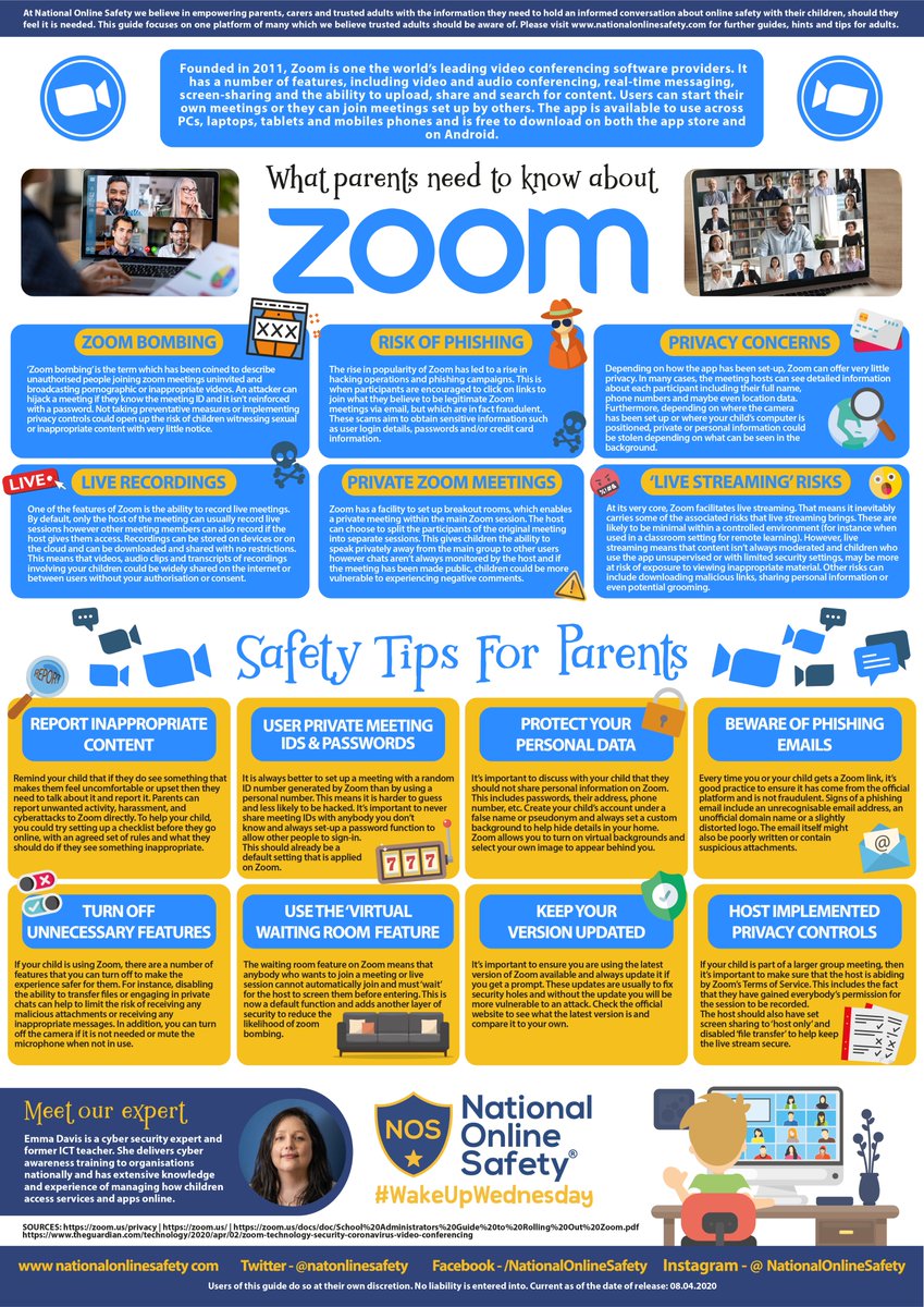wake_up_weds's tweet image. The Zoom boom💥💻 Happy #WakeUpWednesday! With the recent rise in Zoom usage during #lockdown, we've created a free guide so that parents & carers can ensure safe usage of the platform and avoid getting #Zoombombed!
Download your #OnlineSafety guide >> bit.ly/2RByf2D