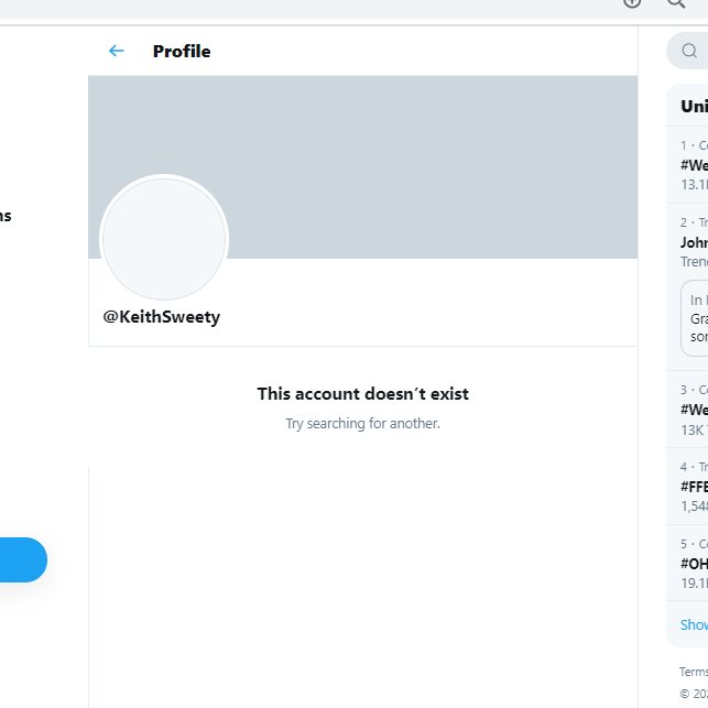 2/ that one of the accounts to reportedly copy and paste it was @KeithSweety . If you search for his account on Twitter it has disappeared. So after a bunch of people questioned it the account disappeared. It was definitely a real account though.. Check out his bio...