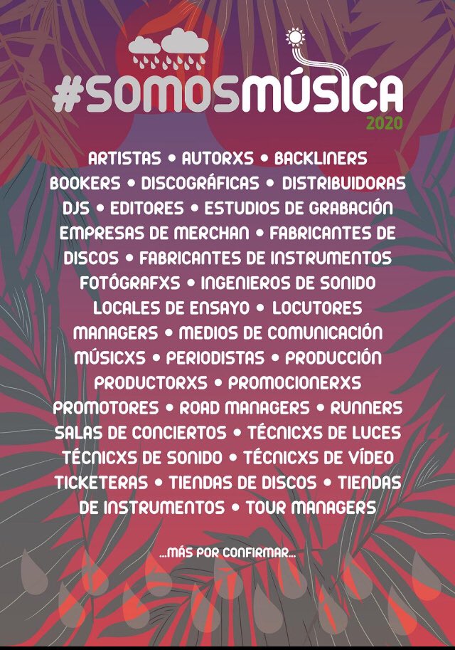 EgonSoda's tweet image. Nos sumamos a la iniciativa #somosmusica para ayudar a visibilizar la precaria situación de la mayoría de los trabajadores y trabajadoras del sector musical. Tenéis también vídeo en IG. ✊🏿✊🏿✊🏿✊🏿✊🏿