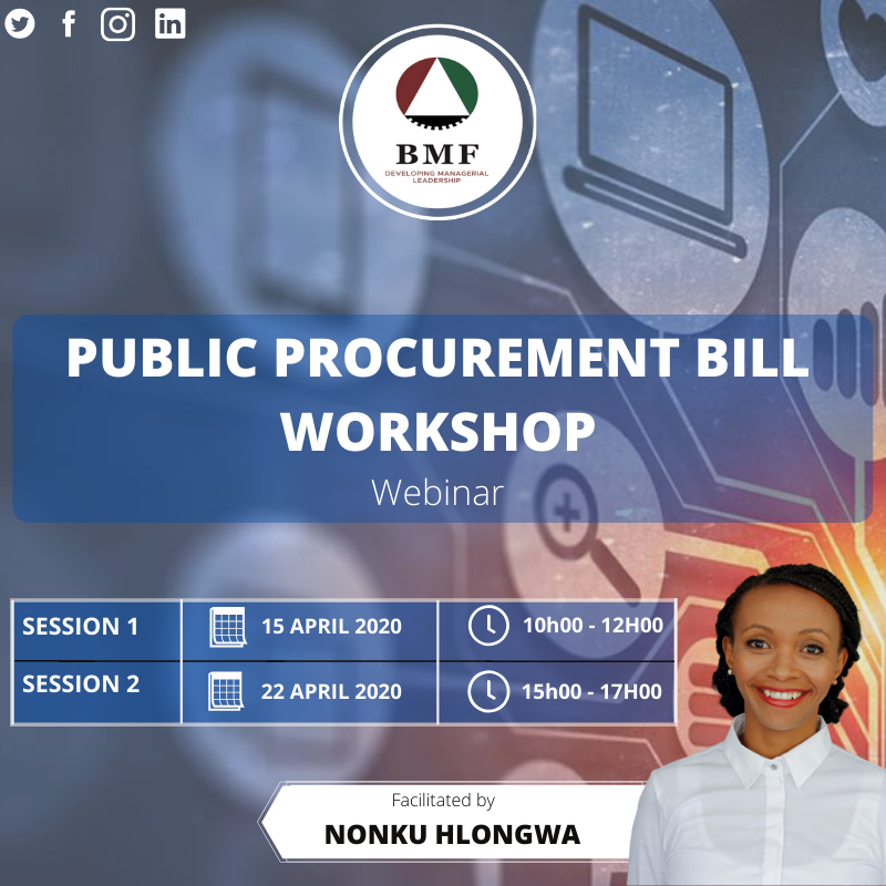 The Black Management Forum invites you to a webinar workshop that is themed around the recently released Public Procurement Bill draft by the National Treasury.