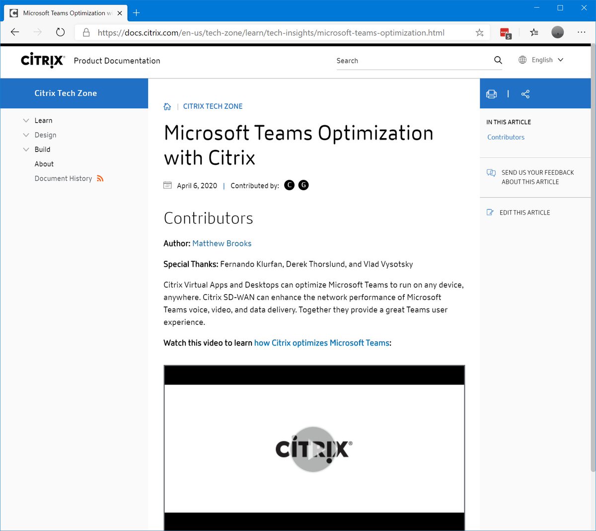 We have new tech insight on #CitrixTechZone from @tweetmattbrooks  - Microsoft Teams optimization with Citrix. 

CVAD can optimize Microsoft Teams to run on any device. SD-WAN can enhance the voice, video, and data delivery.

Together they are better.

docs.citrix.com/en-us/tech-zon…