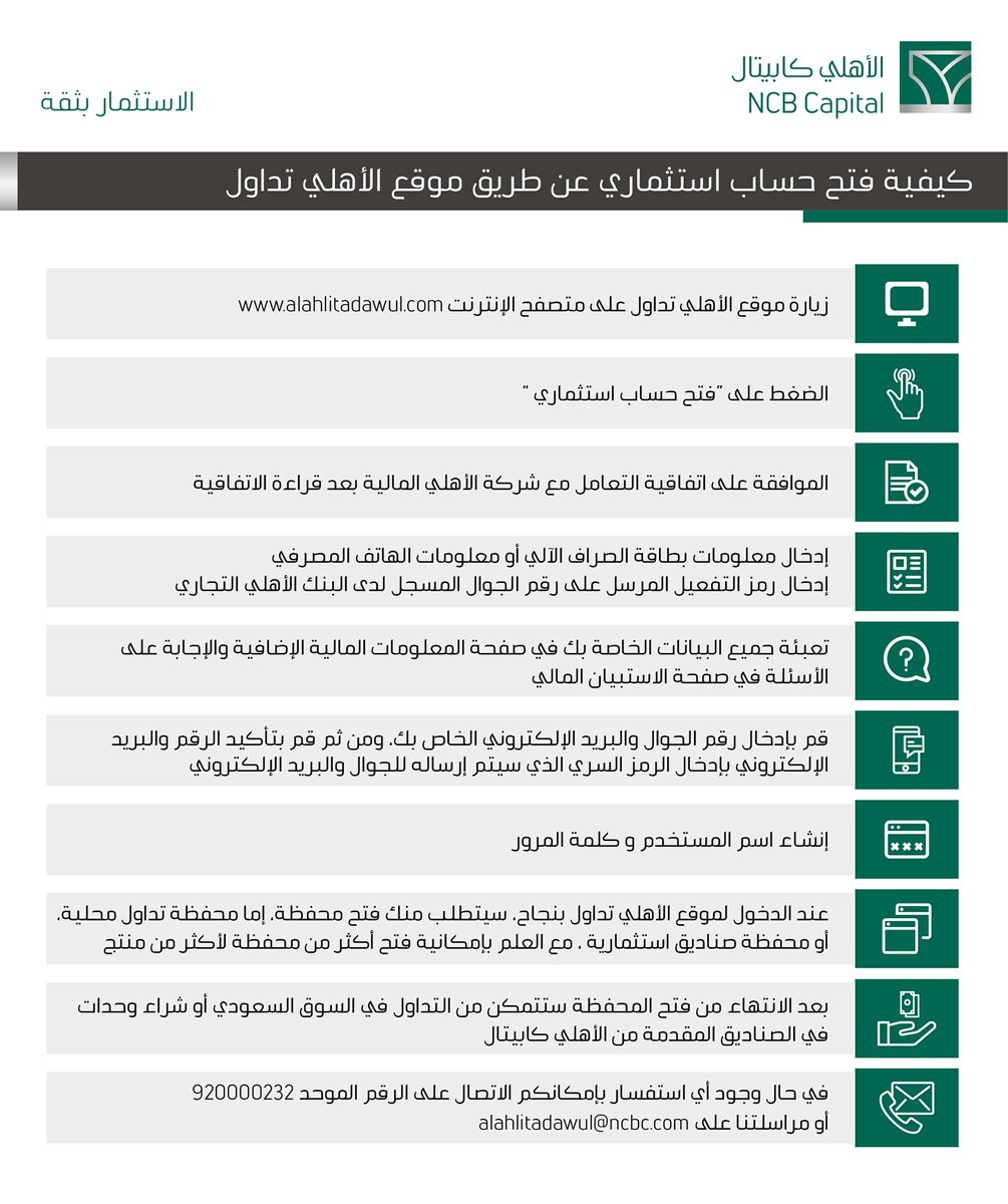 Al-Ahly Capital A Twitter لمعرفة كيفية فتح حساب استثماري مع الأهلي كابيتال برجاء اتباع الخطوات التالية