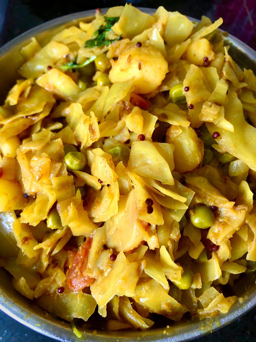 AboutIndia's tweet photo. Making a #CurfewCooking comeback on Day 18, after a three day absence: Odia bandha kobi tarkari randha hei gola. 😃 Or otherwise known as cabbage curry! #Lockdown21 #CantStopWantToStop #notgoingout #Indianfood https://t.co/9KN2qEnPKy