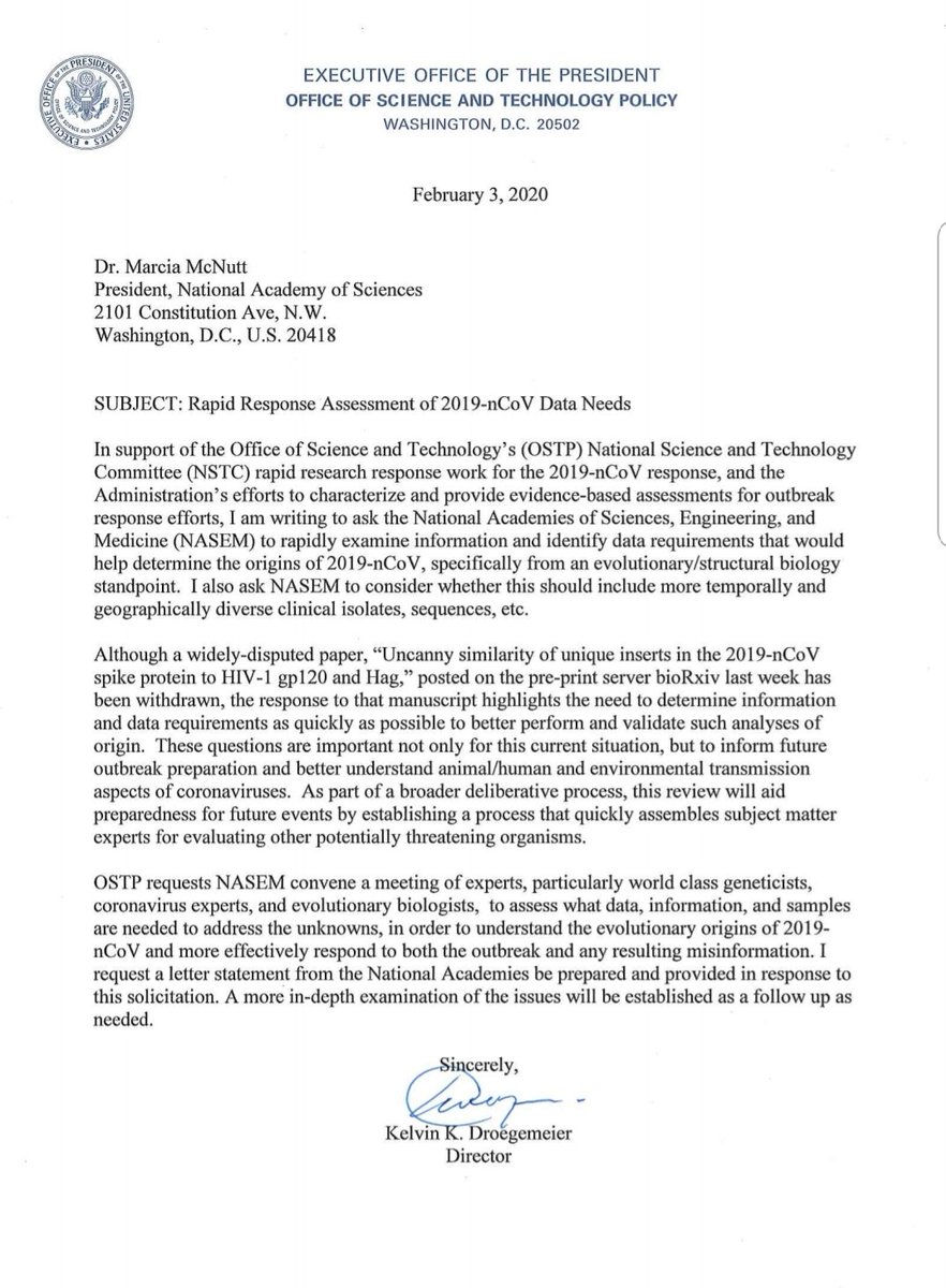 Feb 3 2020; The US Office of Science is requesting 'Scientific' assistance in determining the make-up and possible 'origin' of the  #COVID19 virus. By Feb 19 2020,  @TheLancet has published a statement by 'Public Health' scientists concluding the  #virus originated in wildlife.