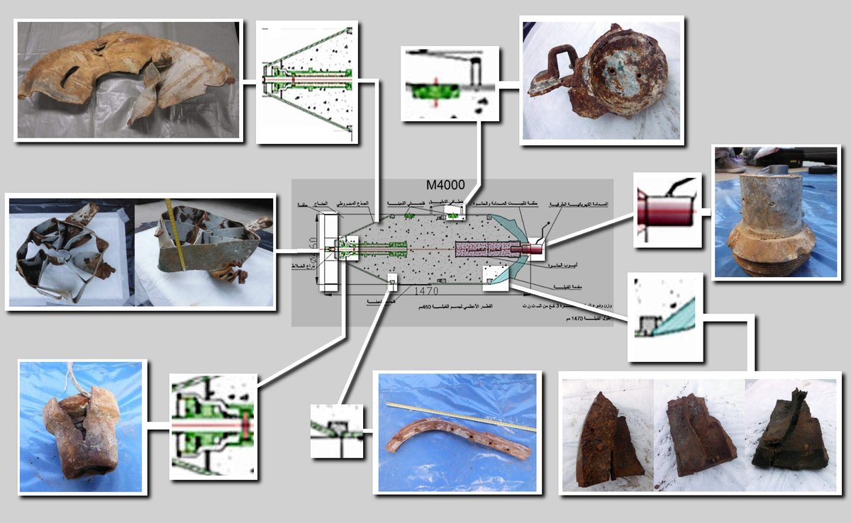 Unlike Khan Sheikhoun, much more debris was documented at the Al-Lataminah March 30th site, and over two years Bellingcat worked to establish the exact type of bomb used in Al-Lataminah, eventually establishing it was an M4000 chemical bomb.