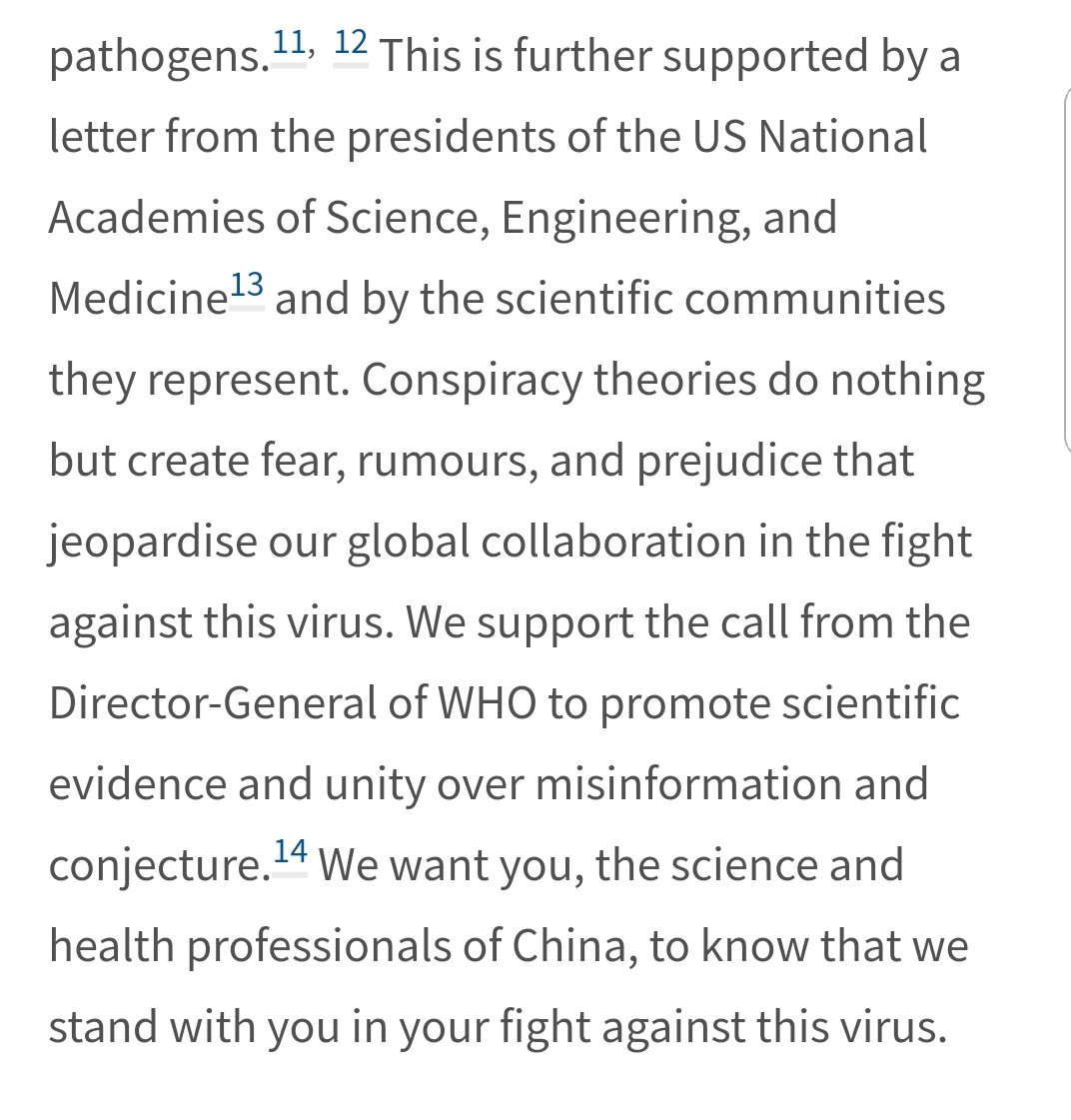 Who supported  @TheLancet in their claim the  #COVID19 virus occurred in 'nature'. The US National Academies of Sciences. A  #US  #UK joint-statement the  #coronavirus is 'naturally' occurring origin.