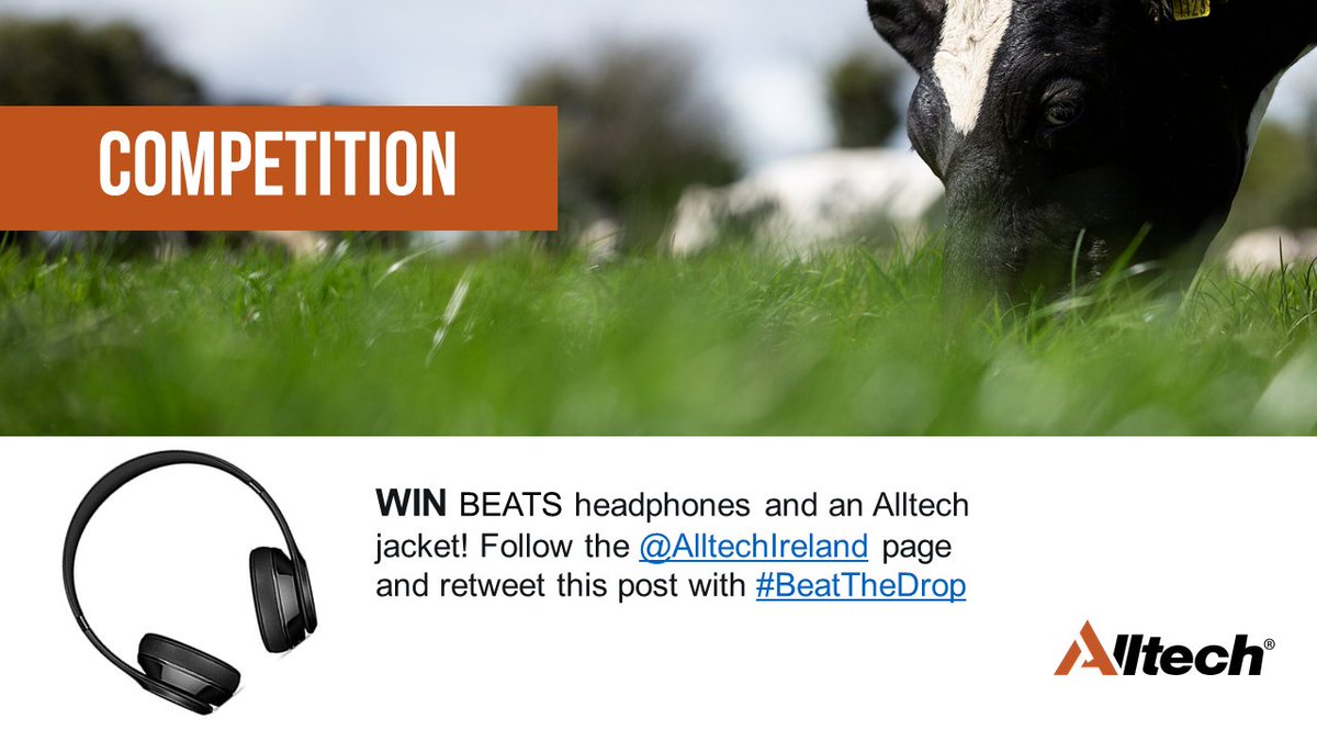AlltechIreland's tweet image. *COMPETITION!*
For the chance to win 1 of 4 pairs of @beatsbydre EP headphones &amp;amp; an #Alltech jacket follow
@AlltechIreland &amp;amp; retweet* this post with the #BeatTheDrop by Friday, May 29. *Multiple entries not accepted. #Competition T&amp;amp;C’s apply bit.ly/2UTscbF #teamdairy