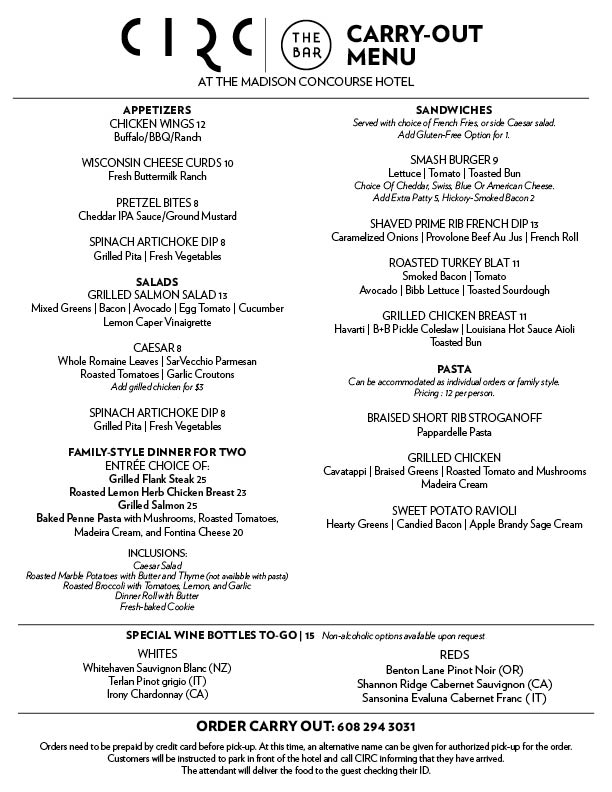MsnConcourseHtl's tweet photo. Our kitchen is open! ๐ Weโve got snacks, sandwiches, salads, and entrees for one or two! To see what delicious options #CIRCMadison has for you to carry-out and bring home, check out our menu: https://t.co/BTYs5GIvNg https://t.co/3N1RQ8Bcf1