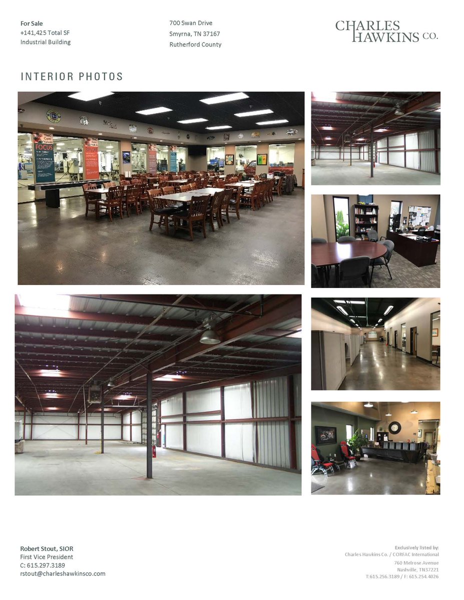 Investment Opportunity!  Total space ±141,425 SF in Smyrna, TN.  Asking Sale Price $8,800,000.  

Contact Robert Stout for more information!