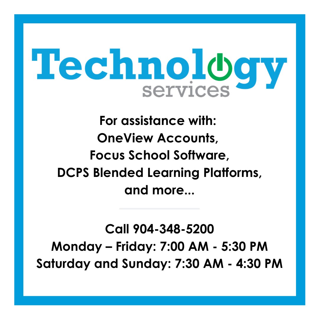 REMINDER | Families who still need a laptop or other device to access #DuvalHomeRoom or who have technical questions, we have a team available to assist you. You can contact Technology Services for assistance at 904-348-5200. #TeamDuval #WeHaveThat