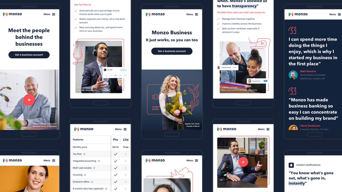 Our pals at <a href="/StudioOutput/">Output</a> have just finished off a new visual identity for <a href="/MonzoBusiness/">Monzo Business</a>! Some sweet sweet eye candy! With the trademark coral pink too! 😍 What do you think?✨

Check out their full case study here: studio-output.com/work/monzo/
#design #designtwitter #branding #monzo