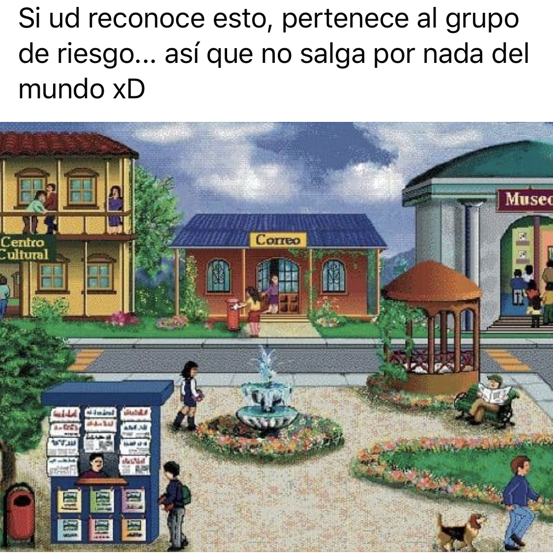hmartinez's tweet photo. Este meme de "La Plaza" que instaló el @Mineduc en los 90 ayuda a recordar que la tecnología es un recurso que puede acercarnos y ampliar oportunidades, además de la edad de quienes colaboramos en esta tarea 👵👴 ¿cierto @elaval? https://t.co/J5JbDeGL1g