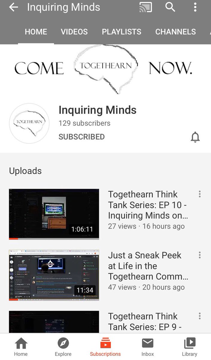 togethearn's tweet photo. The Inquiring Minds #youtube has videos showing our community as well as #investingtips. Check it out if you are looking to increase or start your #portfolio today! #stockmarket #robinhoodapp #webullapp #OptionsTrading #TradesTalk https://t.co/q5QJ0TVopN