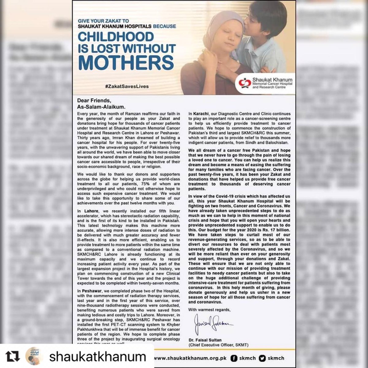 AnjumRaafia's tweet photo. #Repost @shaukatkhanum with @make_repost
・・・
SHAUKAT KHANUM ZAKAT APPEAL 2020

Donate your Zakat and donations online 👉 https://t.co/2UZibMrwZ5
Call now for home collection 📞 080011555

#ZakatSavesLives https://t.co/qxkIdowIEv