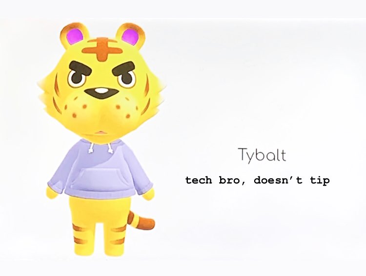 went through the list of every animal crossing villager with my roommates last night at 2 am and assigned them jobs