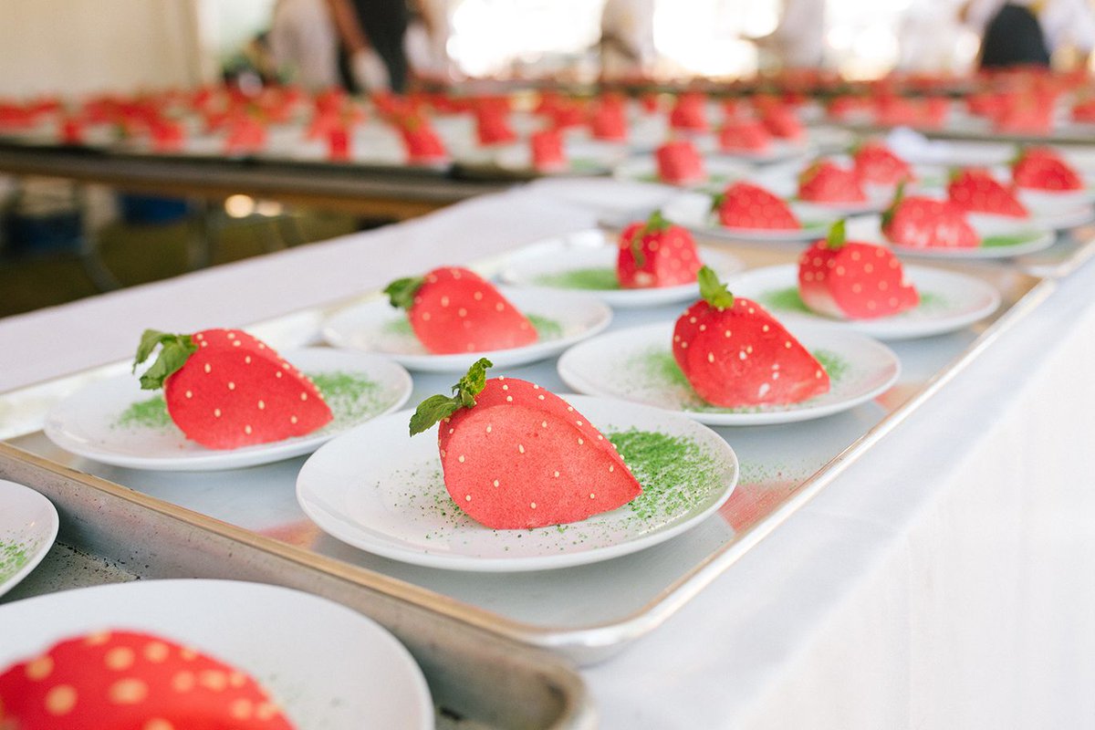 IPNC's tweet photo. How divine are these colorful creations?! These amazing strawberry cakes were made by Chef Cheryl Wakerhouser of @PixPatisserie with an assist from Chef Andrew Biggs of Hunt & Gather Catering. Just stunning. #IPNC2018 #throwback https://t.co/xt6Yk63Etr