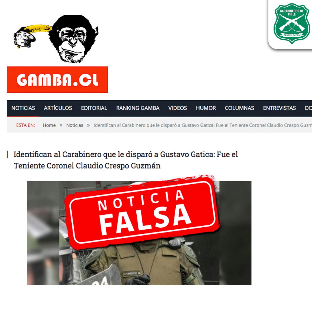 Carabdechile's tweet photo. #NOTICIAFALSA: Respecto de esta publicación, se informa que existe una investigación aún en desarrollo por parte del Ministerio Público. Carabineros se reserva el derecho de adoptar acciones legales contra todos quienes difundan o repliquen acusaciones de este tipo. https://t.co/usmESk6u0P