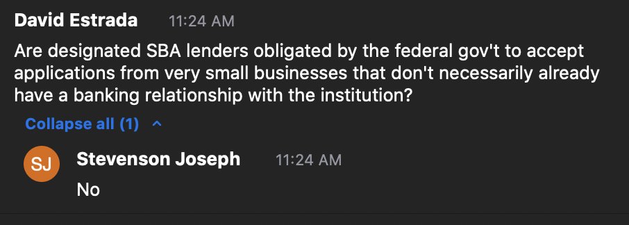 Q: What should a business do if they were denied PPP with no reasoning? A: Without knowing more about the business I cant give guidance. ...ok