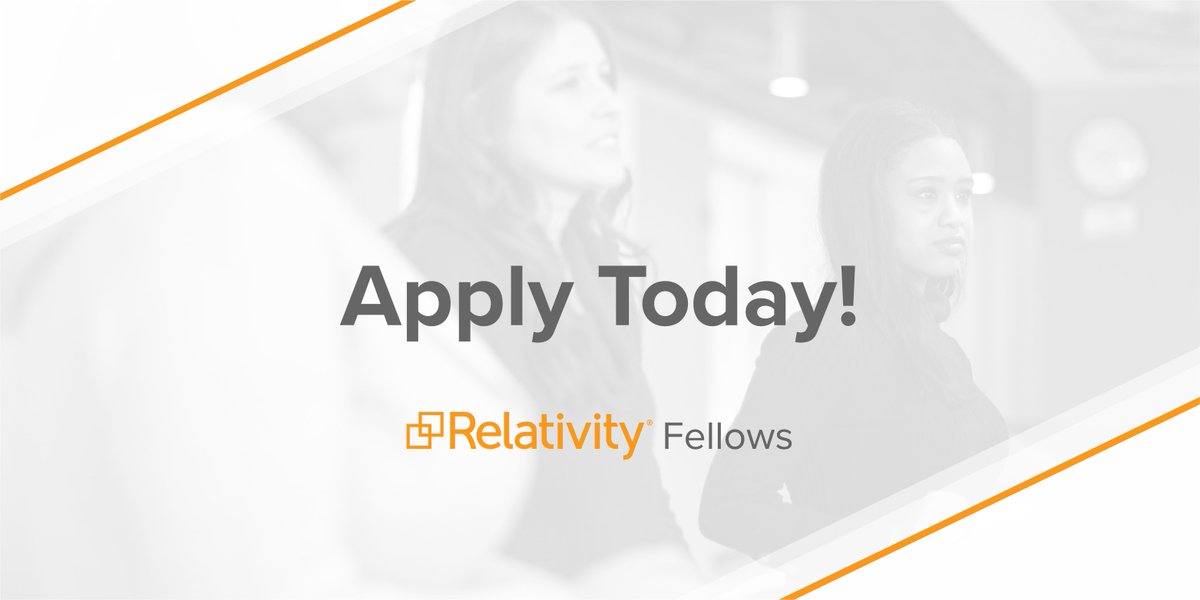 RelativityHQ's tweet photo. Applications for #RelativityFellows are now open! Through this effort, we’ll welcome individuals from underserved communities to learn with us and on our industry-leading software to obtain careers in fields such as litigation and e-discovery. Apply today: https://t.co/bNJSsTiDZX https://t.co/vNQkLaLKCb