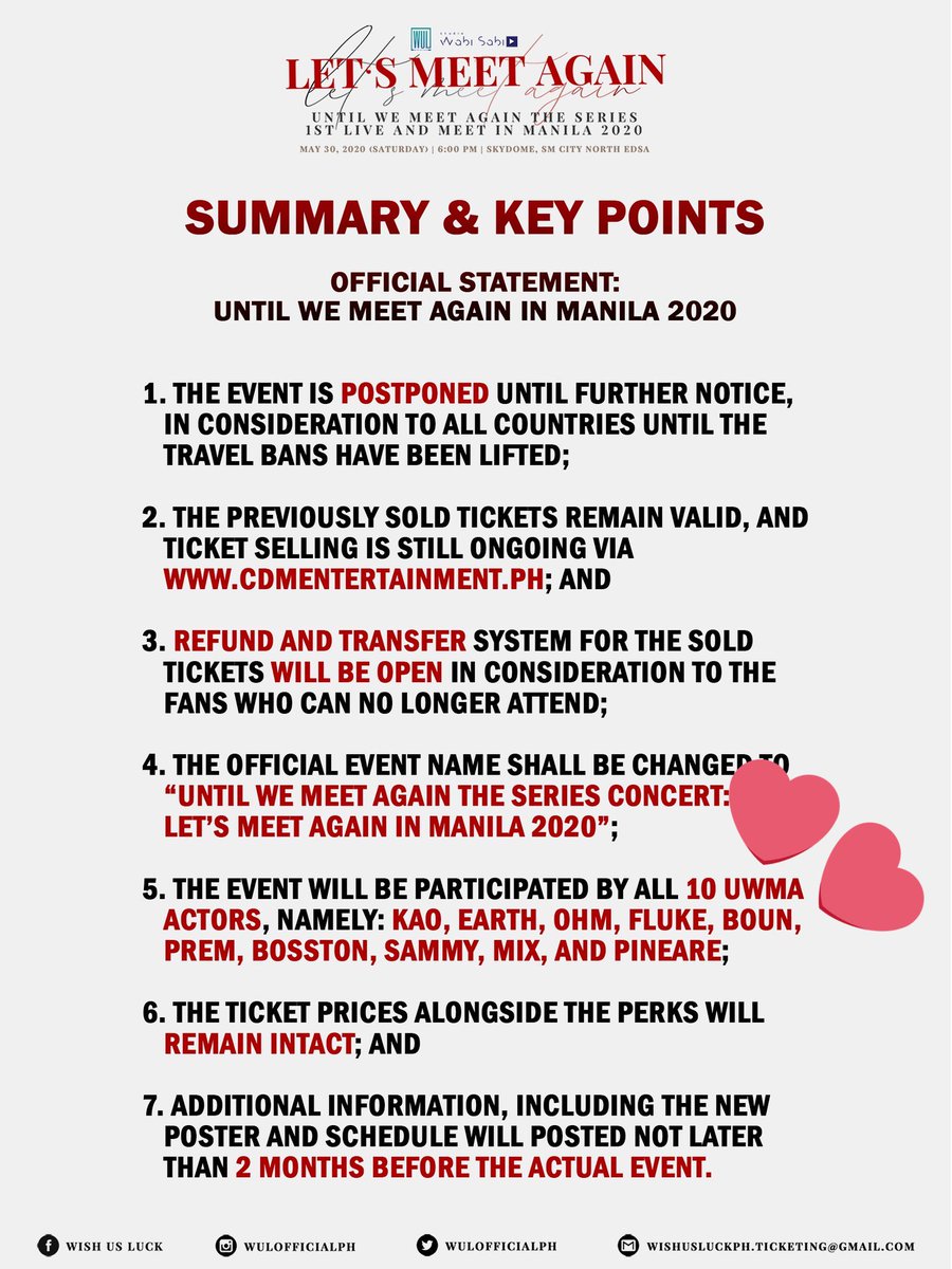 IF U CAN, pls I'm inviting yall to watch the series, and if you have the means, pls attend the FM because we want them to know how much they are loved hereThere are still many tickets left plsIf we can save money, let us do so+They would announce the new date 2mos. prior