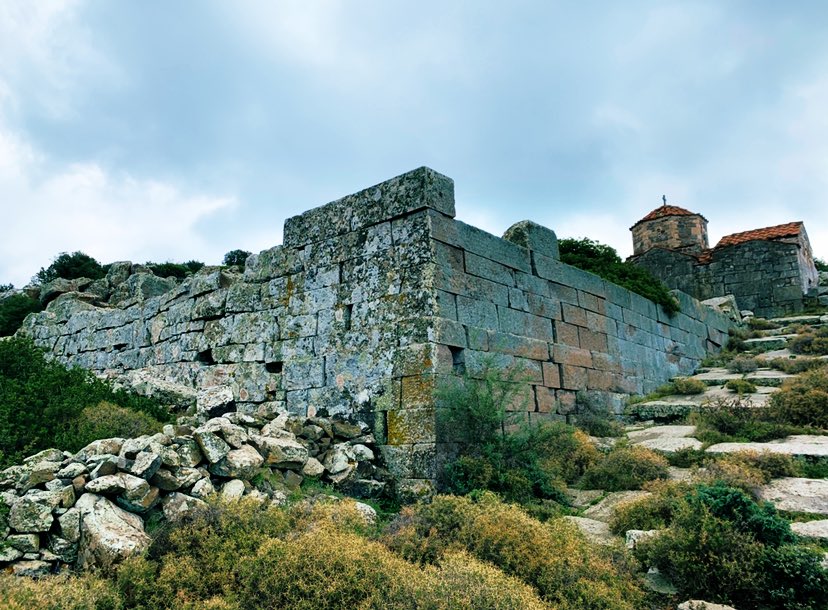 The highest point on the island is Mt. Oros, an extinct volcano in the south-center of the island. On its slopes sits the Sanctuary of Zeus Hellanios. Now the site of a 13th c church, this was the staging area for processions to the peak, where a marble altar & naiskos stand