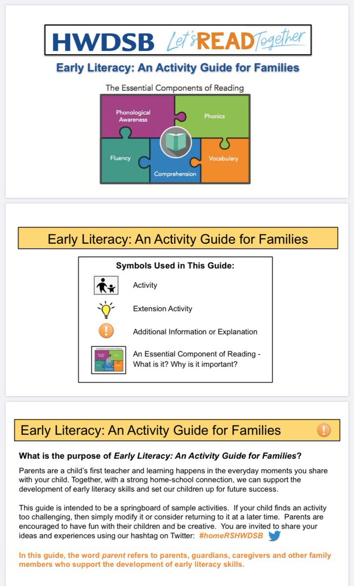 Check out this phenomenal resource filled with fun and easy activities for families to support the development of literacy skills organized around the 5 components of literacy! Please . It can be found on HWDSB main site under Student Learning Resources. hwdsb.on.ca/wp-content/upl…