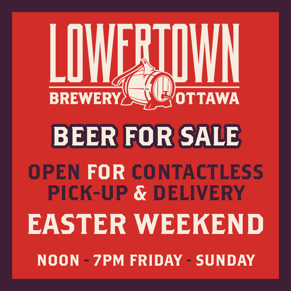 NEW 🎉 We're selling our delicious craft beer this WEEKEND through contact-less pick &amp; delivery!  

There are two ways to order:  
⇢ Delivery via foodora
⇢ Pick-up at #LowertownBrewery in the Market (73 York St.) by calling ahead at 613-722-1454
⇢ Friday-Sunday, 12-7pm