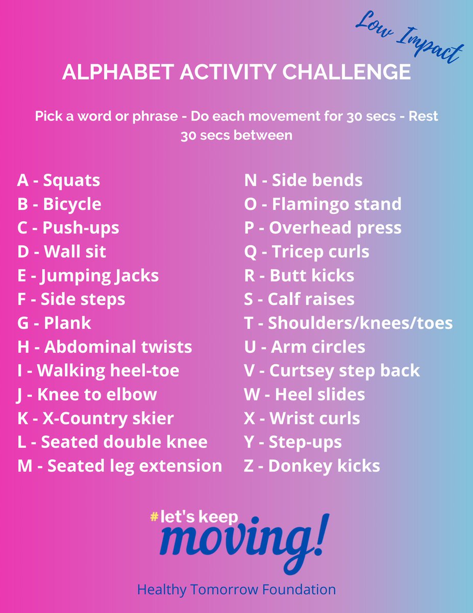 Kids Run Club Do You Know Your Abc S Join Us In The Letskeepmoving Alphabetactivitychallenge Every Morning Healthytomorrowns Nsmoves Releases A Vid With A Word Challenge Each Letter Of The Word
