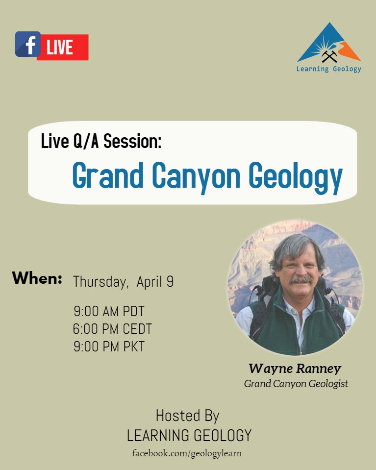 AZGeology's tweet photo. Geologist Wayne Ranney hosts a Facebook Live Q&A on Grand Canyon Geology on 9 April at 9:00 am PDT/MST. @NESTA_US @NSTA @astaconnect #scicomm #GrandCanyon #LearningGeology
https://t.co/CCLhzvoBsd https://t.co/FFbk2gzqTF