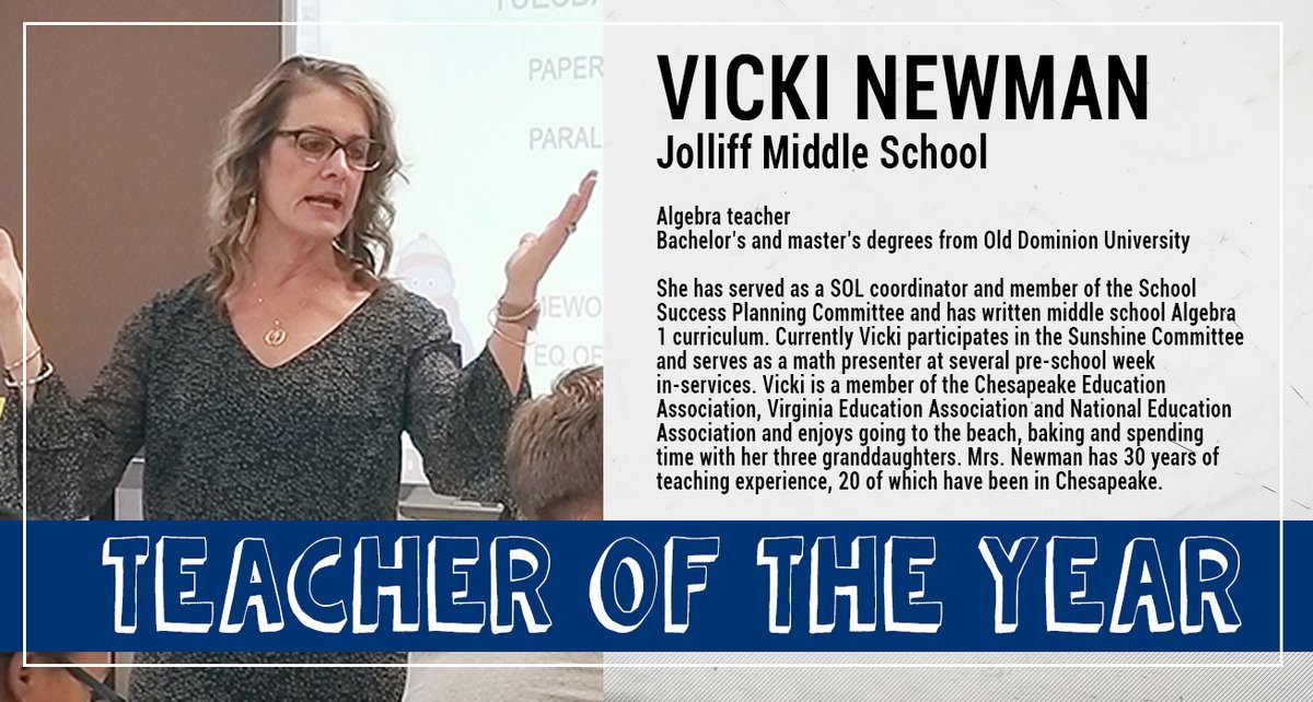 cpschoolsva's tweet photo. The Jaguars from @JolliffMiddle are celebrating their Teacher of the Year, Mrs. Newman! She is an algebra teacher, member of the School Success Planning Committee, and works as a curriculum writer. Congratulations! #InspireCPS https://t.co/rnZGjZLqfL