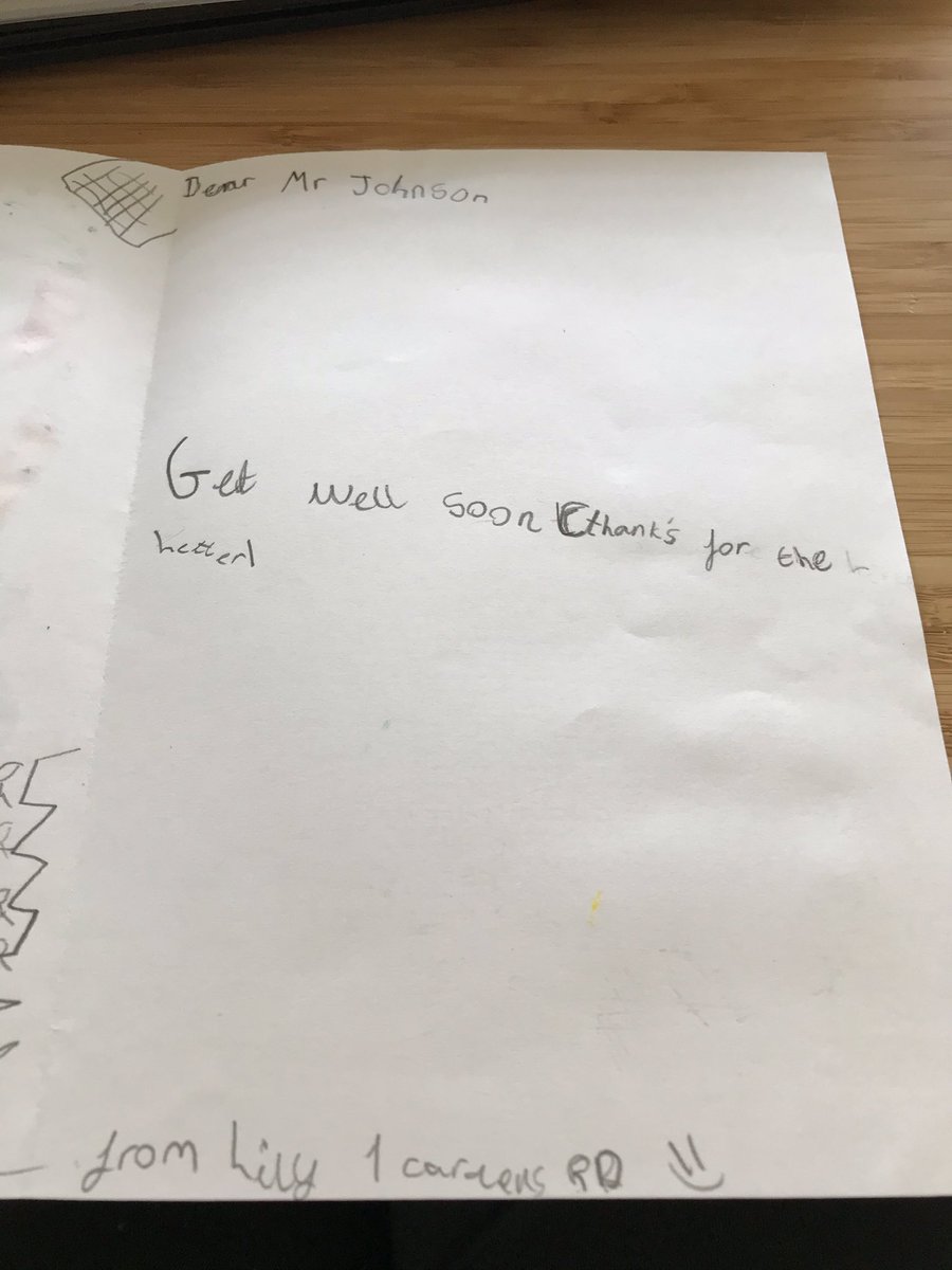 AmandaPPayne's tweet photo. @BorisJohnson From my daughter Lily - also coming in the post. I like the middle page of you in bed ♥️ get well soon - your country needs you! #GetWellBoris #BorisJohnson https://t.co/GBNYvo3pQd