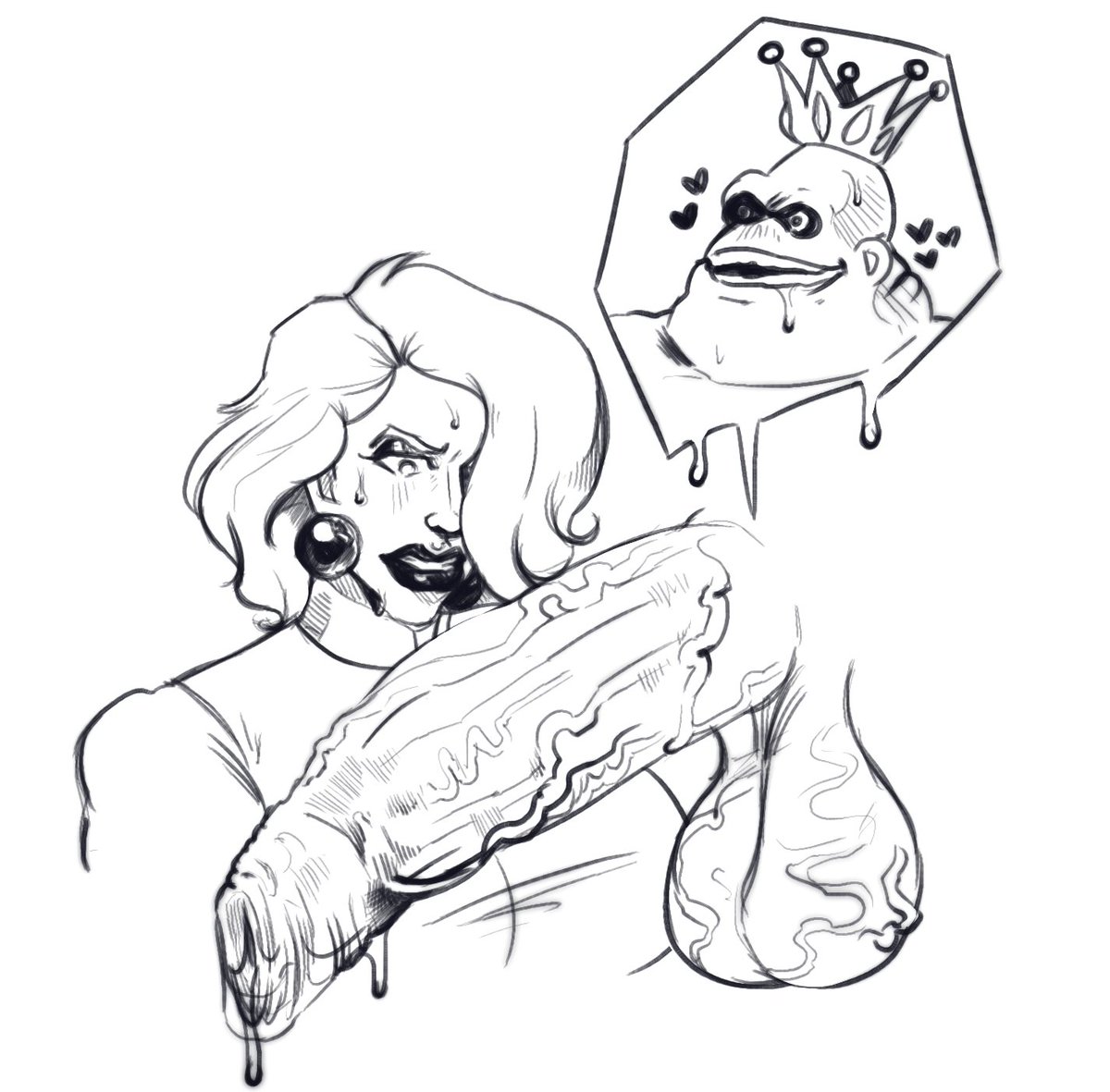 adoggoart's tweet photo. "Day 69 of quarantine, bout to risk it all" elaborate shitpost sketch that I did for @fubasarts while trying to get back into the upswing to work on commissions/art again. #kinghippo #drblight #punchout #captainplanet #nsfwart #uncutcock #hypercock https://t.co/o6gieCYzL5