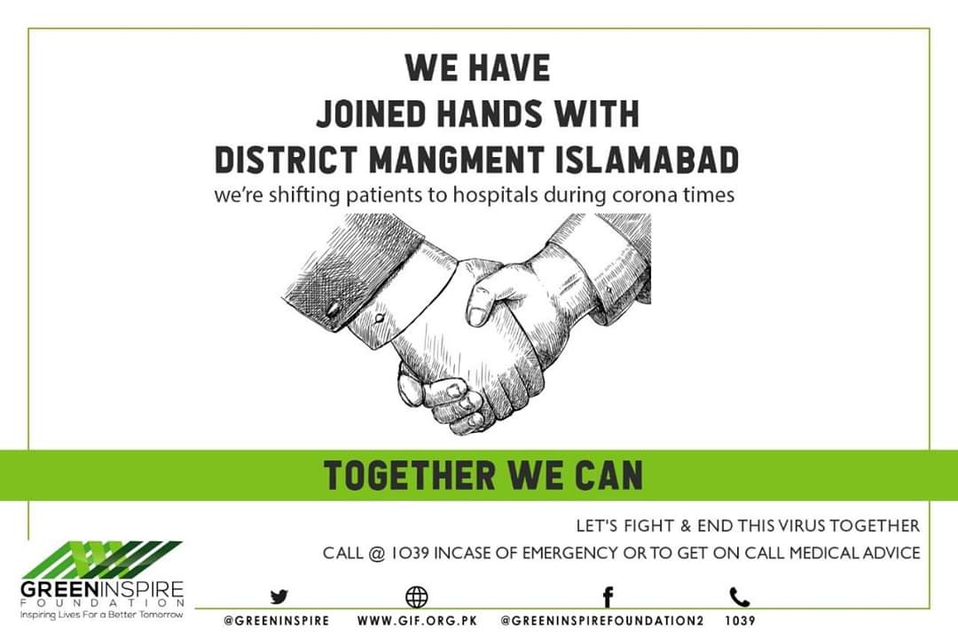 MUsman_GIF's tweet photo. @GreenInsprie have joined hands with District Mangment Islamabad to extend its services. When it matters most. #TogatherWeCan 

#COVID19 #GreenInspire #AmbulanceService #24Hrs https://t.co/Pr1QlGlrpl