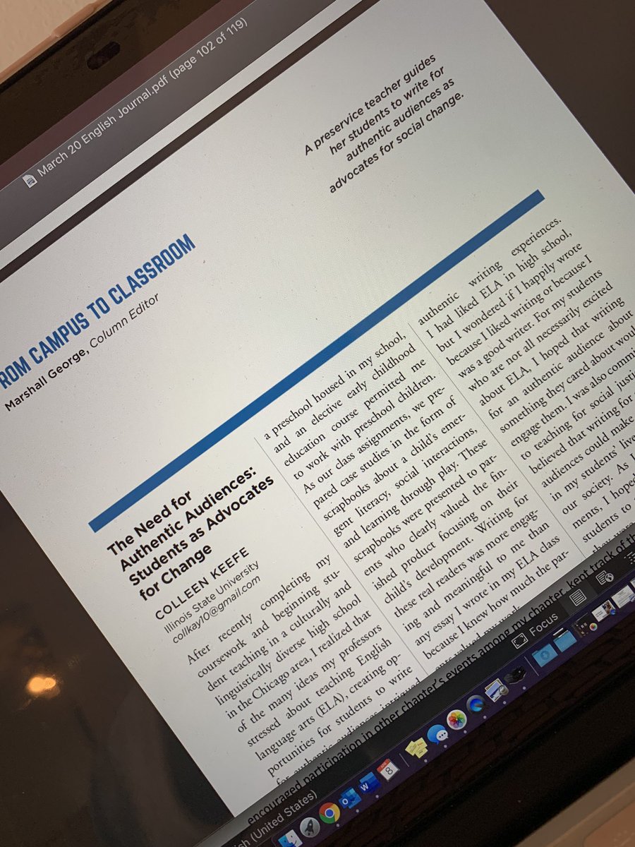 ColleenKeefe10's tweet photo. Iโm so excited to get the print copy of this journal in the mail, but in the meantime go check out my article online if youโre a subscriber to @ncteโs English Journal!!!! https://t.co/ChHHaJ81fo