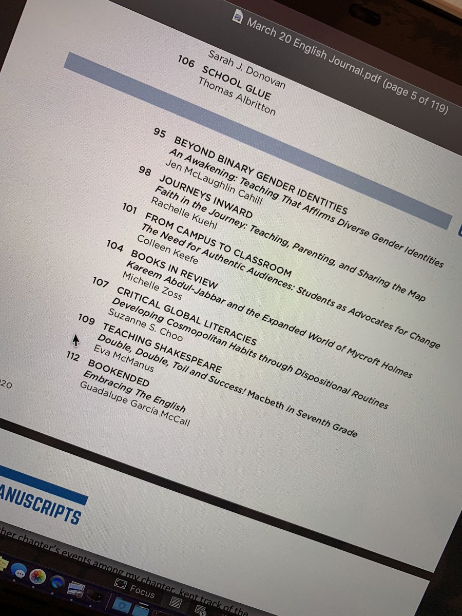 ColleenKeefe10's tweet photo. Iโm so excited to get the print copy of this journal in the mail, but in the meantime go check out my article online if youโre a subscriber to @ncteโs English Journal!!!! https://t.co/ChHHaJ81fo