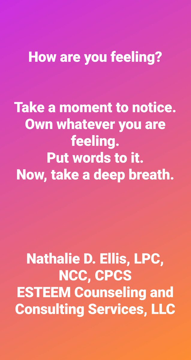 lpc_ellis's tweet photo. #MentalHealthAwareness #feelings #MentalHealthAwareness #Mentalhealth #esteemcounselingservices #nathalieellislpc https://t.co/pa3wMTRZIu