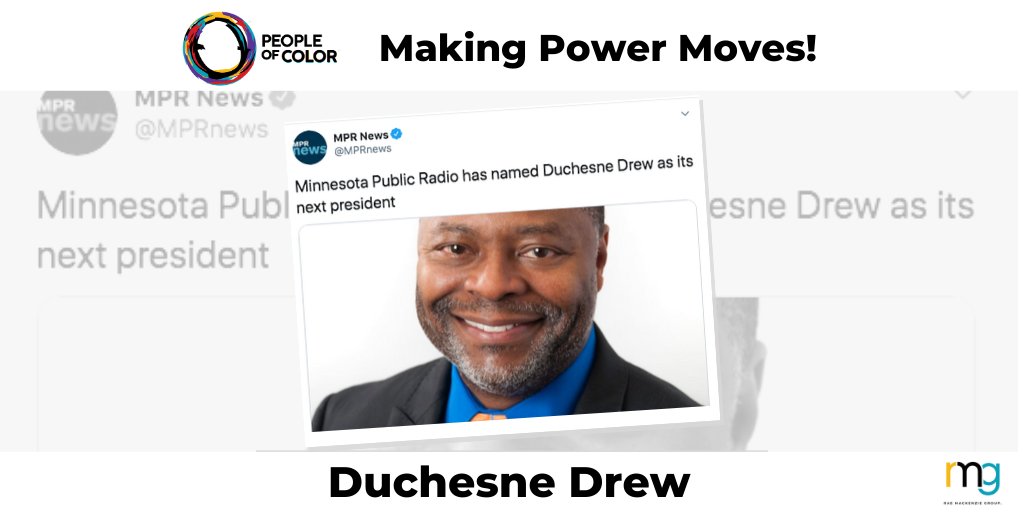 rmgcorp's tweet image. Just in! @MPR has announced Duchesne Drew as their new President. Drew starts his new appointment on May 4th. Congratulations @DPDREW!
 
#PowerMoves #POCCareers #ProfessionalsOfColor #Minnesota